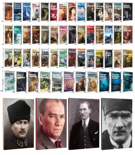 53 Dünya Klasiği ve Atatürk Temalı 64 Sayfa Çizgili Defter Seti -1