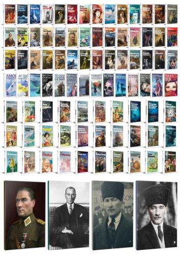 96 Dünya Klasiği ve Atatürk Temalı 64 Sayfa Çizgili Defter Seti -2